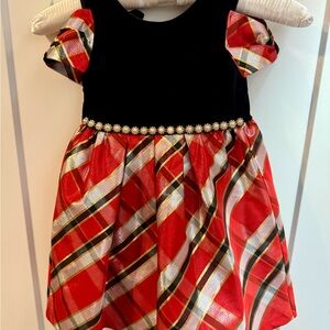 Plaid Dress with Floral Waistband